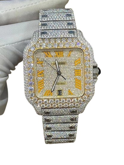 Oange Digits moissanite Cartier Santos Series W2SA0009 - Premium Aftermarket Luxury