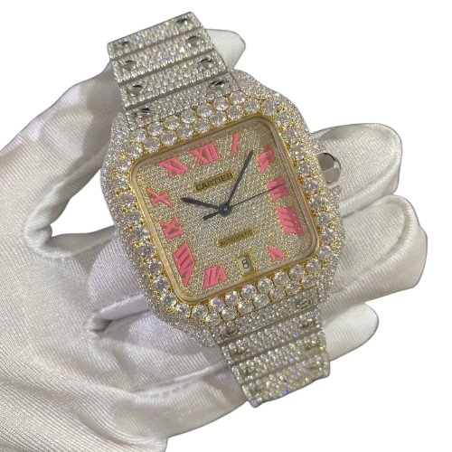 Pink Digits moissanite Cartier Santos WGSA0042 - Premium Aftermarket Luxury