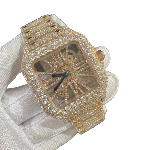 rose moissanite Cartier Santos WHSA0007 - Premium Aftermarket Luxury