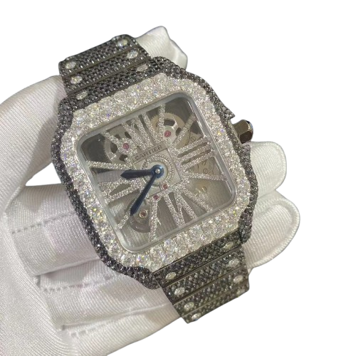 Oreo moissanite Cartier Santos WHSA0012 - Premium Aftermarket Luxury