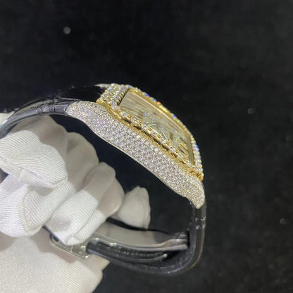 Black Strap Moissanite Cartier Santos WSSA0039 - Premium Aftermarket Luxury