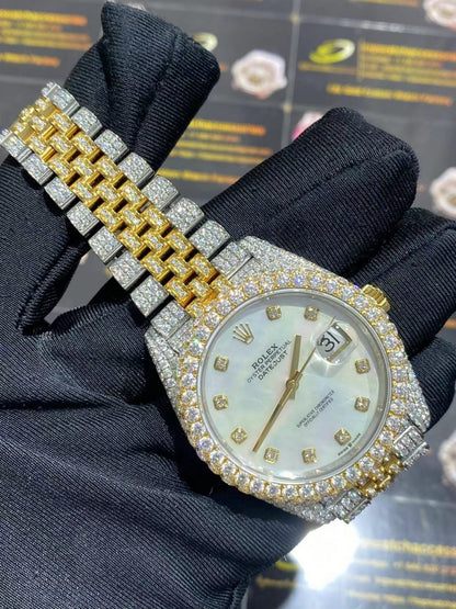 White/Yellow moissanite Rolex Datejust m126303-0021 - Premium Aftermarket Luxury