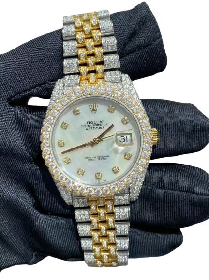 White/Yellow moissanite Rolex Datejust m126303-0021 - Premium Aftermarket Luxury