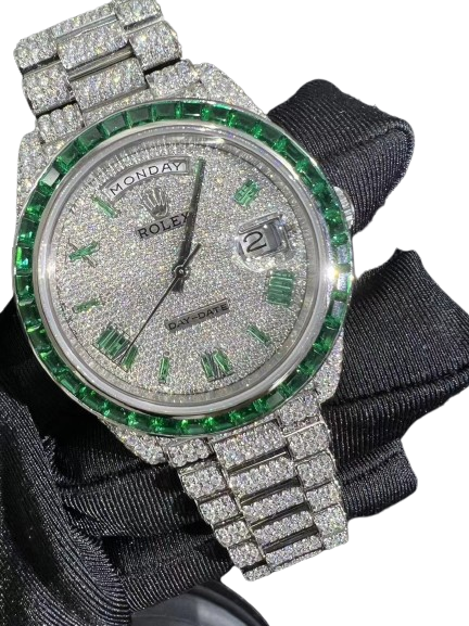 Turtle Green Moissanite Rolex day-date m228348 - Premium Aftermarket Luxury