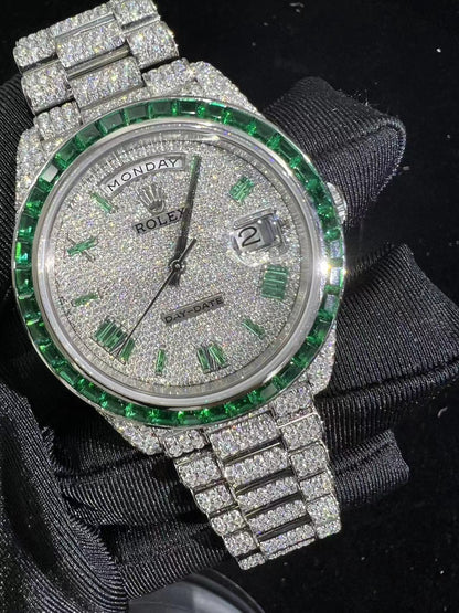 Turtle Green Moissanite Rolex day-date m228348 - Premium Aftermarket Luxury