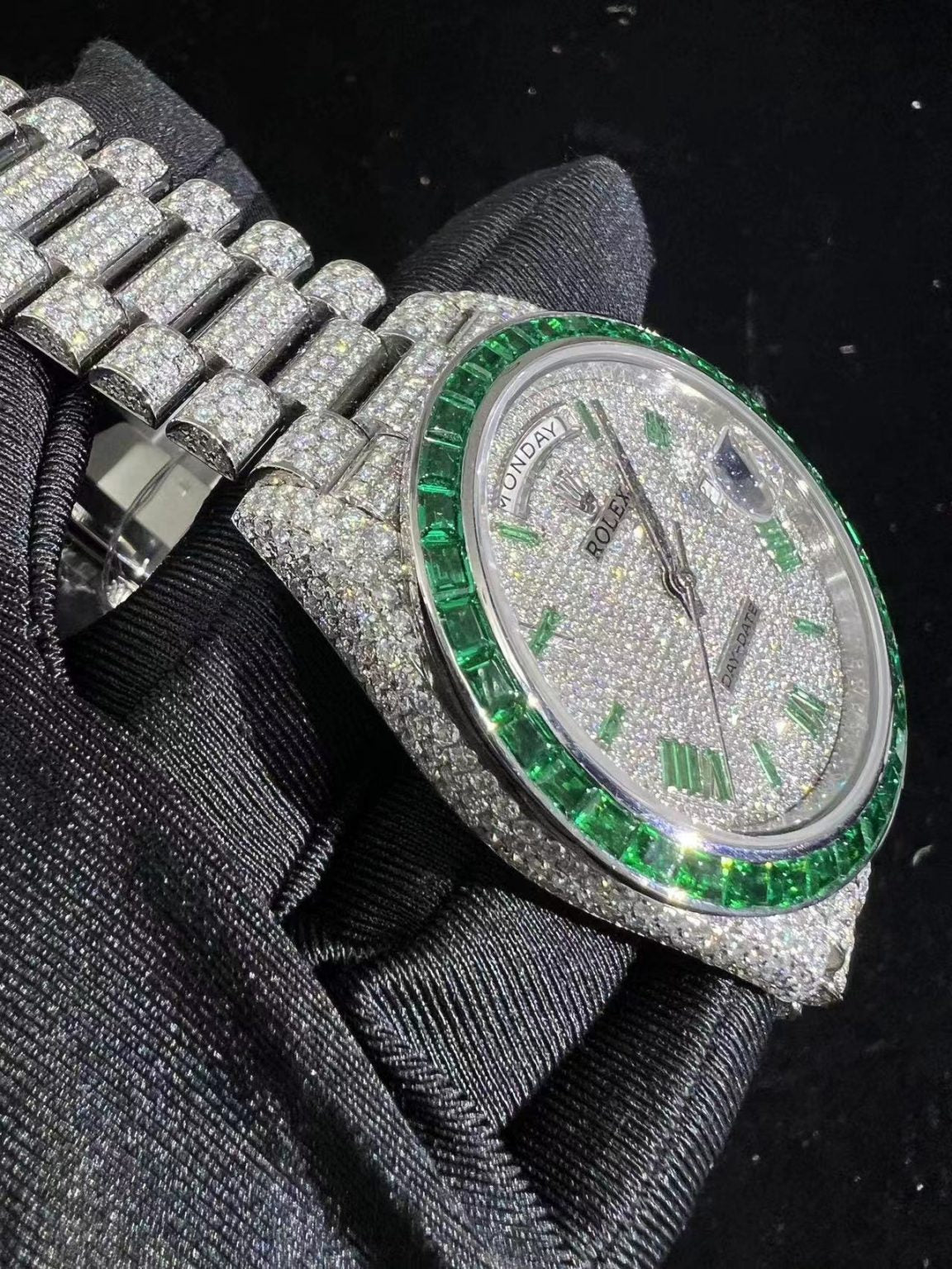 Turtle Green Moissanite Rolex day-date m228348 - Premium Aftermarket Luxury