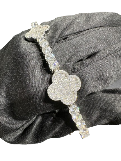 925 Sterling Silver Custom Cuban Bracelet Four Leaf Clover Bracelet - Premium Aftermarket Luxury