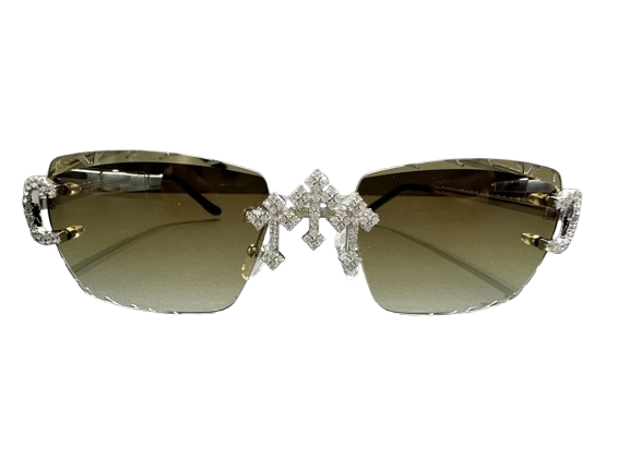 Moissanite Cross Glasses Brown Tint - Premium Aftermarket Luxury