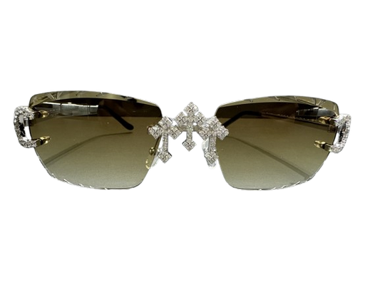 Moissanite Cross Glasses Brown Tint - Premium Aftermarket Luxury